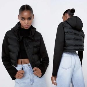 NWT ZARA Combined Cropped Puffer Jacket SIZE XXL